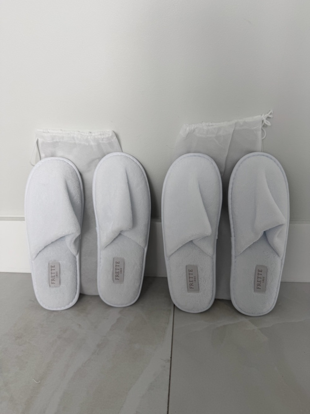 2 New Pairs Frette 1860 Velour Slippers Exclusively Designed for the St Regis OS